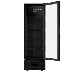 Commercial Upright Glass Door Display Fridge - 590mm - 294 Litres - 1 hinged glass door - LED lighting - digital controller with temperature display - Black - Temperature range 2 to 8 °C