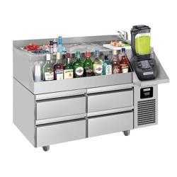 Bár/italhűtőasztal - 1,2 x 0,6 m - 150 liter - 2 fiókkal 1/2 és polcokkal