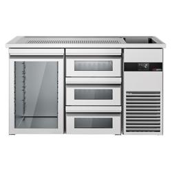 Ψυχόμενο Bar Station PREMIUM - 1550x700 mm - 1 γυάλινη πόρτα & 3 γυάλινα συρτάρια