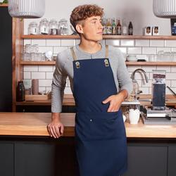 (6 pieces) KARLOWSKY | Adjustable Cross-Back Bib Apron Urban Nature – Steel Blue - 700×850 mm