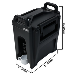 Musluklu termo içecek kabı - 10 litre / siyah