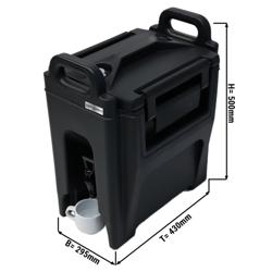 Contenitore isotermico per bevande con rubinetto - 10L - con maniglie - Nero