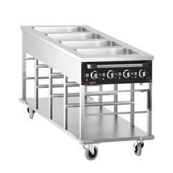 Bain-marie wagen - 4 kW - 4x GN 1/1 - temperatuur per bad afzonderlijk regelbaar