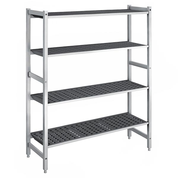 Aluminium/kunststof stelling - 1620x1800mm - Diepte: 560mm - met 4 schappen - Draagvermogen totaal: 900kg