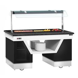 Buffet réfrigéré BELFAST - 1600mm - avec plaque réfrigérée - sur roulettes - pour 4x GN 1/1 - Noir