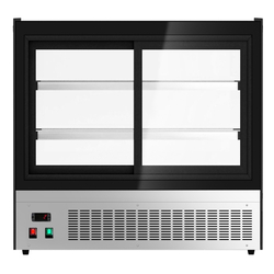 Tisch-Kühlvitrine - 120 Liter - 700mm - mit 2 Glassblagen - eckig - Schwarz