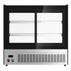 Vetrina refrigerata da banco - 120 litri - 700 mm - con 2 ripiani in vetro - angolare - nero