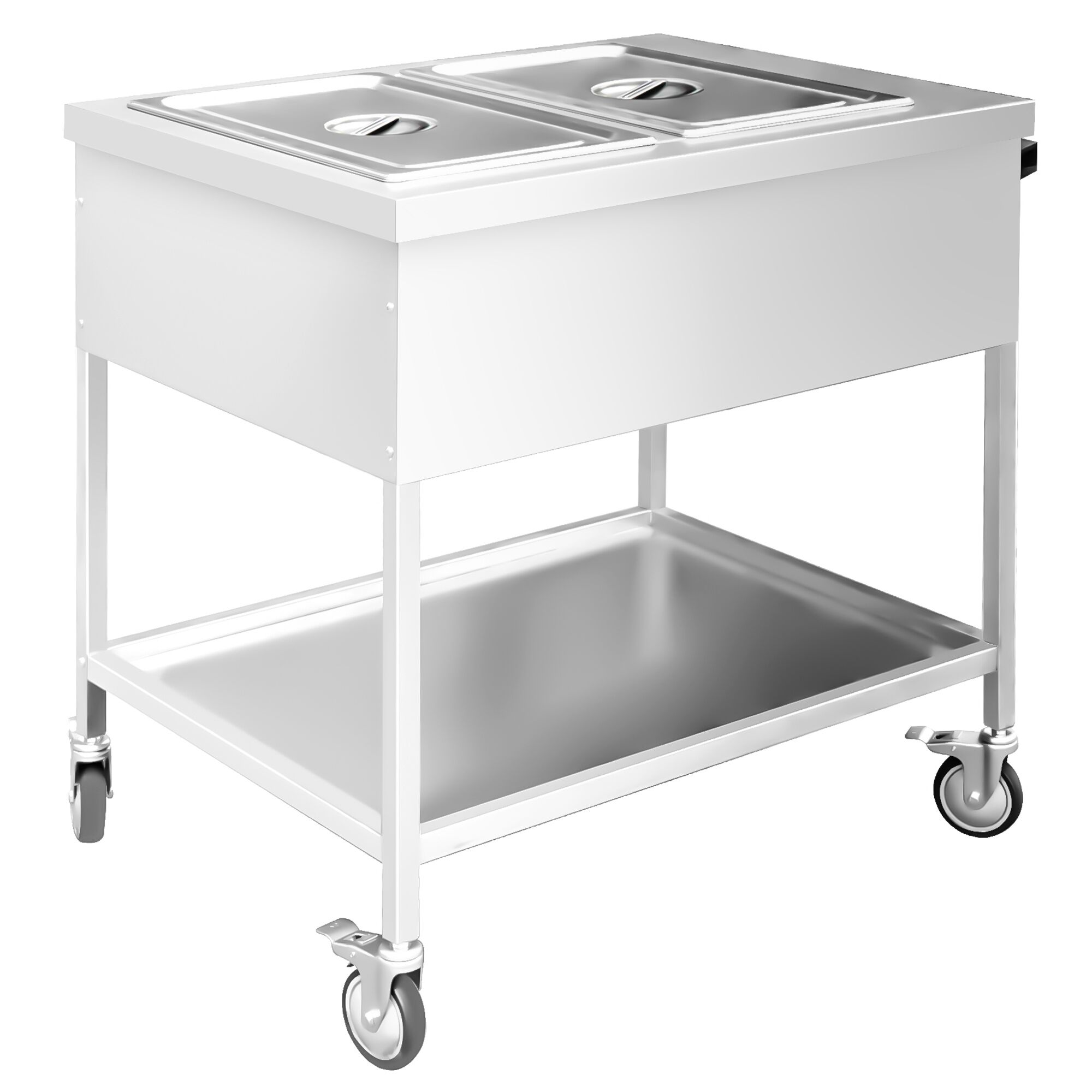 Chariot bain-marie thermique - 1,95 kW - 2 x GN 1/1 - température de cuve réglable en commun