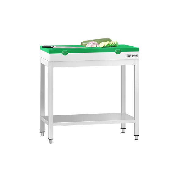 Mesa de Trabalho em Aço inox, PREMIUM - 0,7 m - Bancada de trabalho com 60 mm de Espessura (Verde)