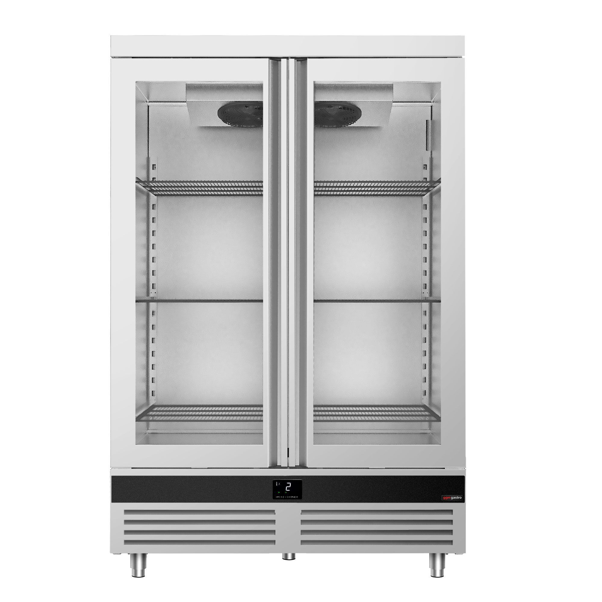 Armoire réfrigérée vitrée positive Inox AISI 430 PREMIUM - GN 2/1 - 1400 L - avec 2 portes vitrées