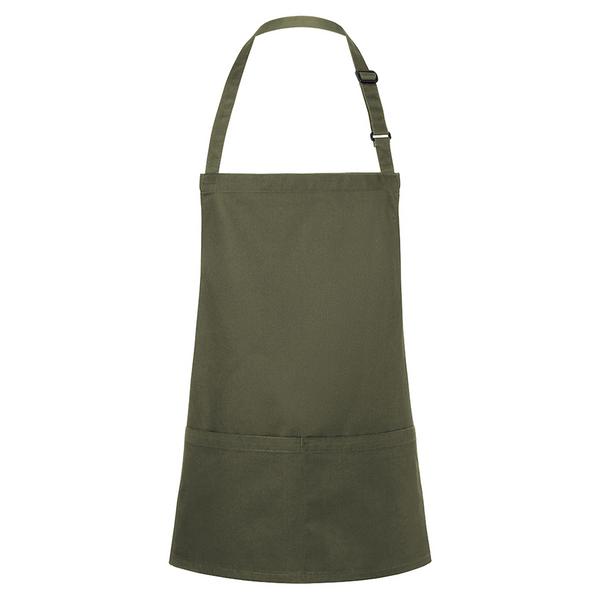 KARLOWSKY | Basic Short Bib Apron – Moss Green - 75×60 cm - Adjustable neck strap