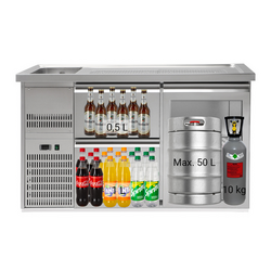 Pivski štand Premium PLUS - 1550x700 mm - 1 staklena vrata & 2 ladice 