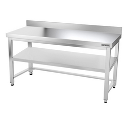 Worktable PREMIUM Stainless steel - 1500x800mm - with undershelf, upstand & bracing