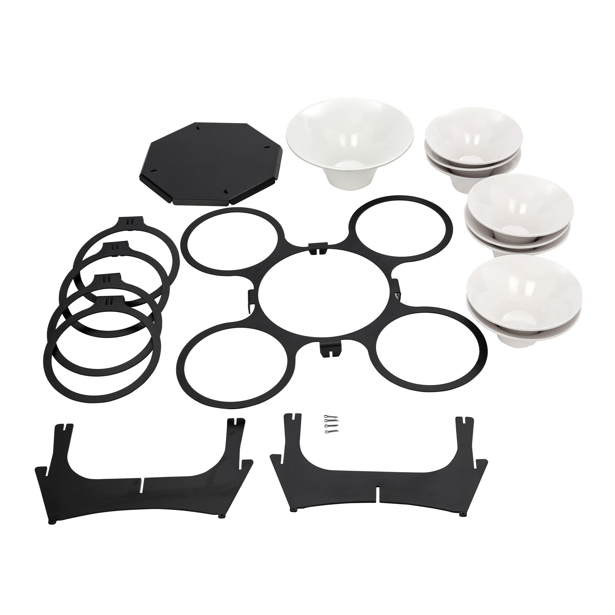 Etagère / Supporto per Buffet - rotante - nero - incl. 9 ciotole in melamina - rotonde