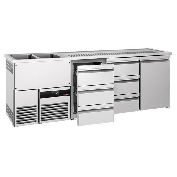 Banco Spillatura Birra PREMIUM - 2500x700mm - 1 Porta & 6 Cassetti