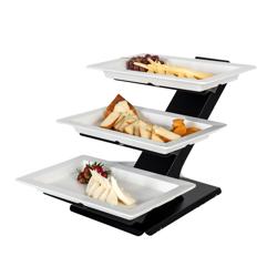 Présentoir / support de buffet - Noir - incl. 3 bols en mélamine 320 x 530 mm