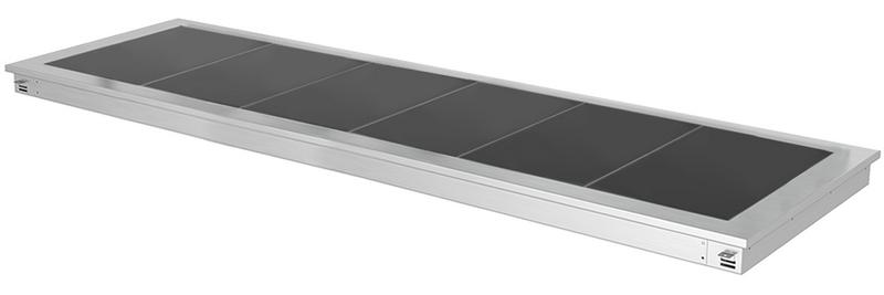 Inbouw warmhoudplaat RVS - met glazen oppervlak - 2100mm - 6x GN 1/1 - 2,7 kW