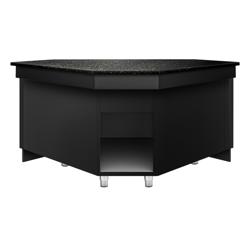 din oțel inoxidabil de colț Tejghea casă de marcat TORONTO & LED - 1565x900 mm - Panou față Negru mat - blat de lucru din granit negru