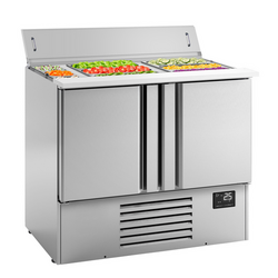 Saladette Premium PLUS - 978mm - 2 deuren - met ingang voor 6x GN 1/3 & 3x GN 1/6 & Roestvrijstalen deksel