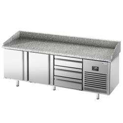 Pizzawerkbank PREMIUM PLUS - 1980x1139mm - met granieten werkblad - met 2 deuren & 3 laden