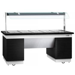 Buffet réfrigéré DUBLIN - 2000mm - avec cuve réfrigérée - sur roulettes - pour 5x GN 1/1 - Noir