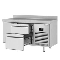 Commercial Counter Fridge PREMIUM PLUS - 1468x600mm - with 1 door - 2 drawers [1/3 + 2/3] - with upstand - capacity 250 litres