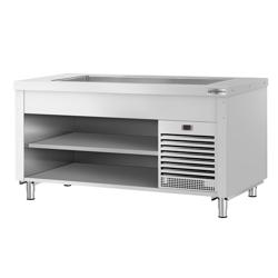 Banco buffet professionale refrigerato COPENAGHEN - 1560mm - con vasca refrigerata - per 4x GN 1/1 - Acciaio inox