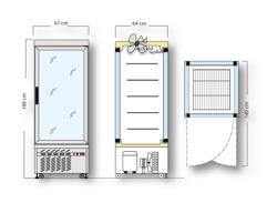 Vitrine réfrigérée 4 faces vitrées / Vitrine panoramique – 430 litres – 670 mm – 5 étagères – Argent