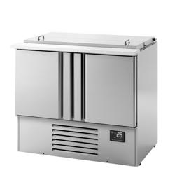 Pult za pripremu salate PREMIUM PLUS - 978 mm - 2 vrata - s ugradnim ležištem za 6x GN 1/3 & 3x GN 1/6 i poklopac od nehrđajućeg čelika