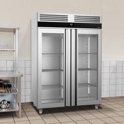 Tiefkühlschrank Edelstahl PREMIUM - GN 2/1 - 1400 Liter - mit 2 Glastüren