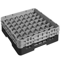 CAMBRO | CAMRACK® - Bardak yıkama sepeti 1/1 - 49 bölmeli - 2 uzatıcılı - 500x500mm - Siyah