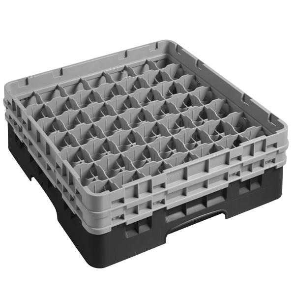 CAMBRO | CAMRACK® - Glazenwasmand 1/1 - 49 vakken - met 2 verlengstukken - 500x500mm - Zwart