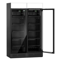 (2 pieces) Commercial Beverage Display Fridge PREMIUM - Frameless - 690 L - 2 Glass Doors & Advertising Display
