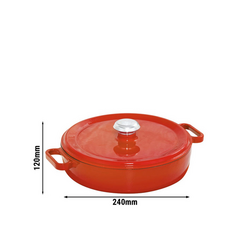Gietijzeren braadpan - Ø 240mm - plat - Oranje