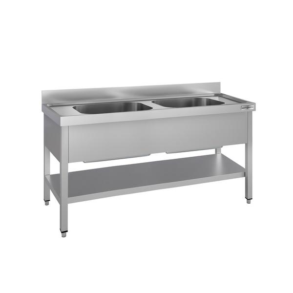 Pot sink ECO - 1600x700mm - with undershelf & 2 basins