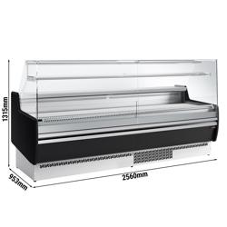 Koeltoonbank - 2560x953mm - 282 liter - front zwart - met 4 deuren - met 1 legroosters - rechte ruit
