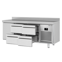 Koelwerkbank Premium PLUS - 1960x600mm - met 1 deur & 4 laden & met achterwand
