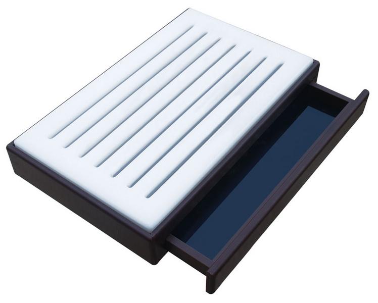 Daska za rezanje kruha - 525x350x90 mm - polietilen (HDPE 500) - Bijela - S ladicom za mrvice