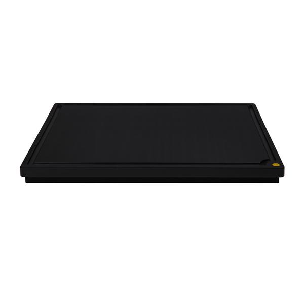 Tagliere professionale in polietilene (HDPE) - 400x305mm - Spessore: 20mm - Conforme HACCP - Nero - con scanalatura raccogli succo