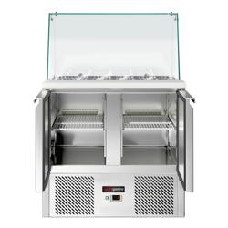 Saladette ECO - 900mm - 2 porte - con vetrina in vetro per 2x GN 1/1 & 3x GN 1/6