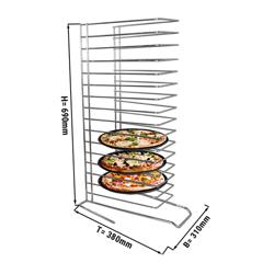 Uchwyt na tace do pizzy z stali nierdzewnej - 318x650x351mm - 2.73kg - 15 tac