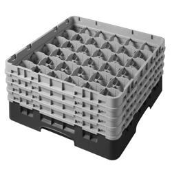 CAMBRO | CAMRACK® Glasswasher Rack – 36 Compartments – 500×500 mm – Black – 1 Extender – 267 mm high