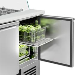 Saladette PREMIUM - 900mm - 2 deuren - met glazen opzetvitrine voor 2x GN 1/1 & 3x GN 1/6