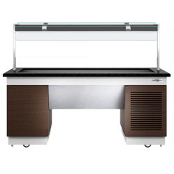 Refrigerated Salad Bar DUBLIN - 2000mm - with Refrigerated Well + Flat Glass Sneeze Guard - on Castors - for 5x GN 1/1