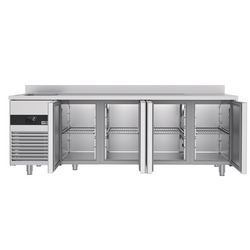 Koelwerkbank PREMIUM - 2360x700mm - met 4 deuren, 1 spoelbak links & achterwand