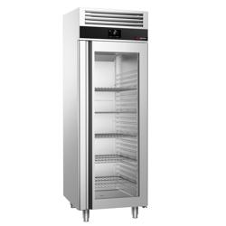 Armoire réfrigérée vitrée positive Inox AISI 304 PREMIUM - GN 2/1 - 650 L - avec 1 porte vitrée & 3 grilles GN 2/1