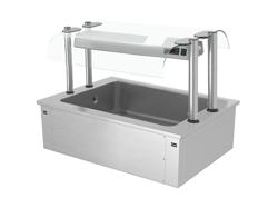 Inbyggd isbrunn - drop-in - 3x GN 1/1 - 1 000 mm - 130 l - med hostskydd i glas