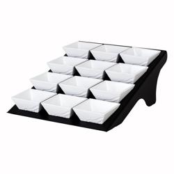 Présentoir buffet / étagère - noir - incl. 12 bols en mélamine - rectangulaires