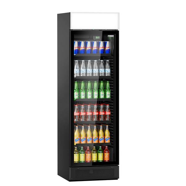ثلاجة عرض مشروبات PREMIUM - تصميم بدون إطار - 595 mm - 145 L - باب زجاجي & لوحة إضاءة إعلانية - أسود