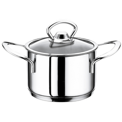 Mini roestvrijstalen kookpan met deksel - Ø 140mm - Hoogte: 80mm - 1,20 liter